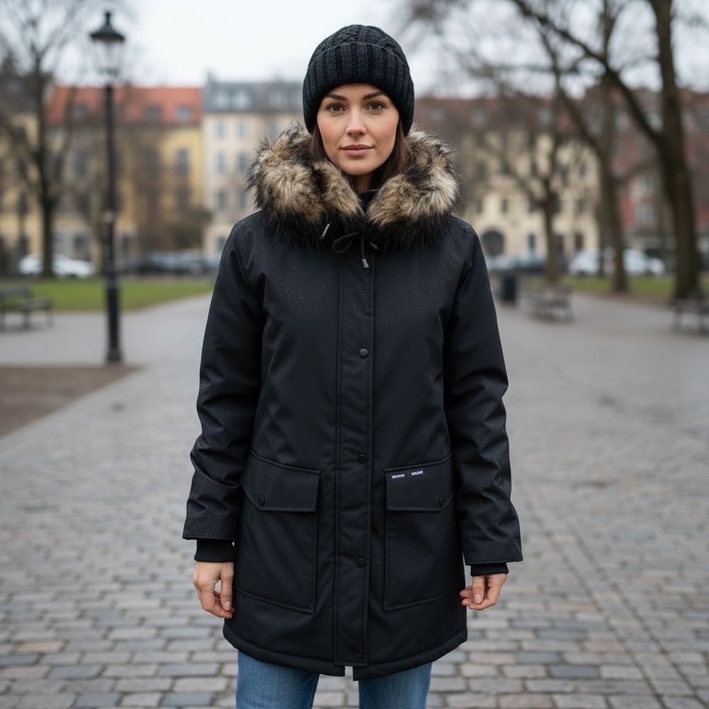 Faux Fur Mid-Length Hooded Parka With Large Pockets. NWT.